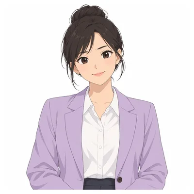 Wang Lei, a woman in a lilac blazer