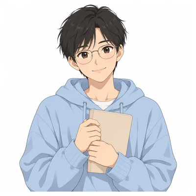Zhou Yu, a student with round glasses holding a notebook